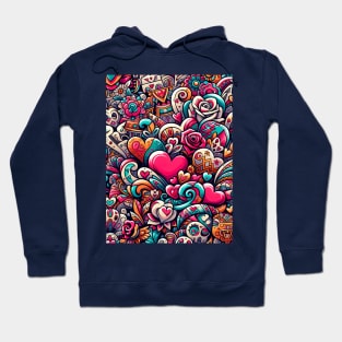 Heartfelt Whimsical Graffiti Art Hoodie